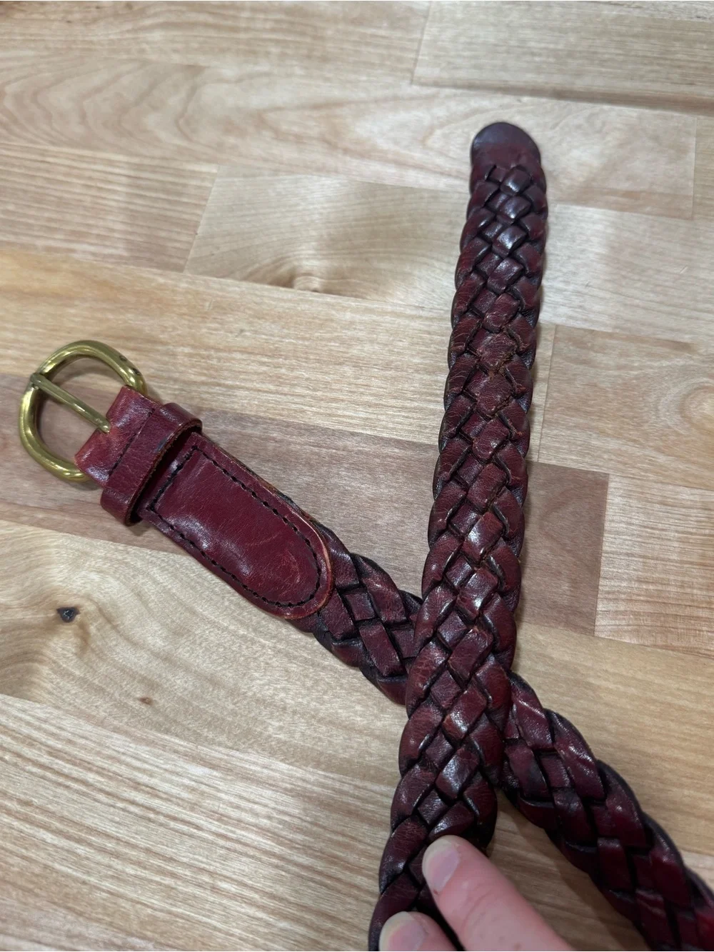 Dockers Woven Leather Braided Belt - Brown / Red